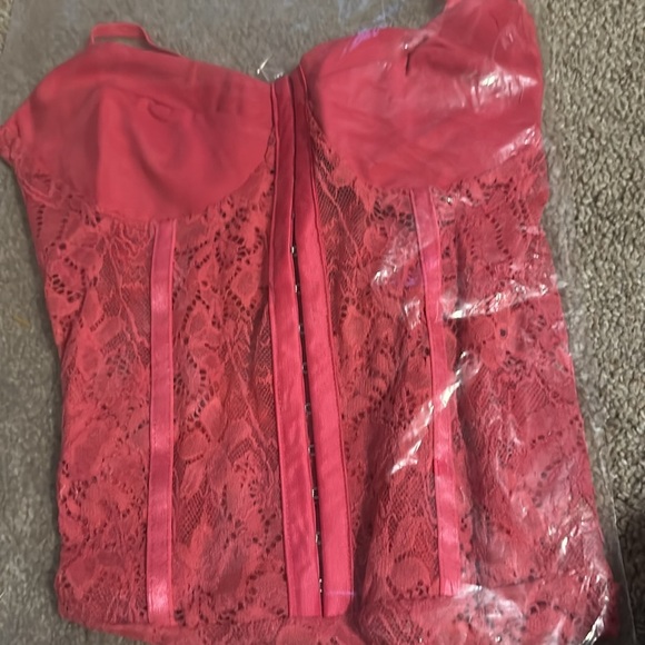 NEW Free People Pink Lace Bodysuit with Bustier Top - Picture 6 of 6